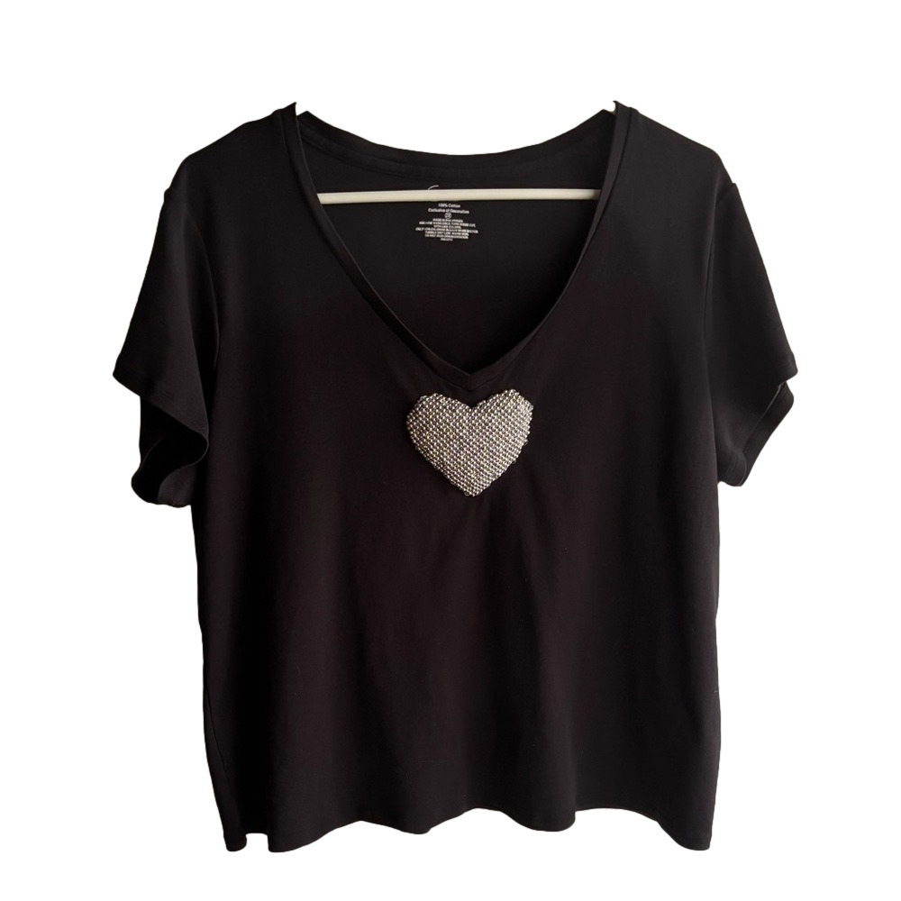 Stunning Context for Lord and Taylor vneck t shirt sparkling heart size 2X